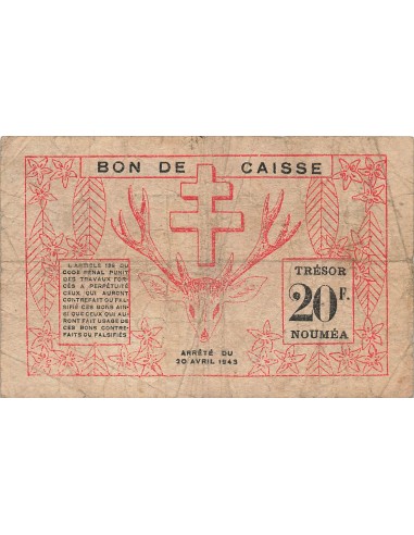 Nle Calédonie 20 Francs - 30-04-1943 - Nouméa - P.57a 20 francs 1943
