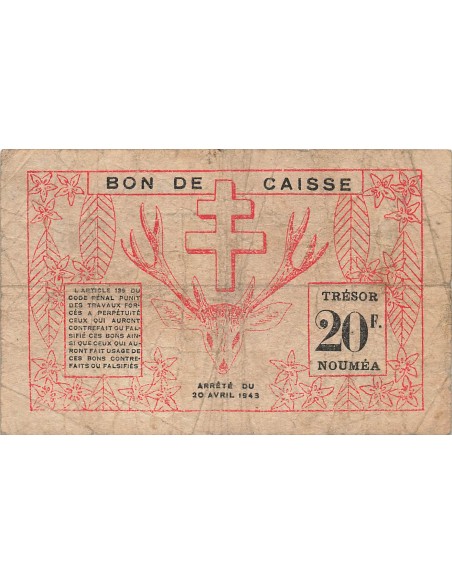 Nle Calédonie 20 Francs - 30-04-1943 - Nouméa - P.57a 20 francs 1943
