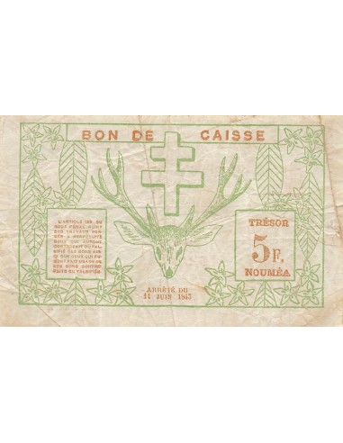 Nle Calédonie 5 Francs - 15-06-1943 - Nouméa - P.58 5 francs 1943