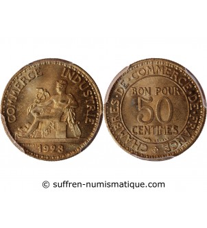 CHAMBRE DE COMMERCE - 50 CENTIMES 1923 PCGS MS66