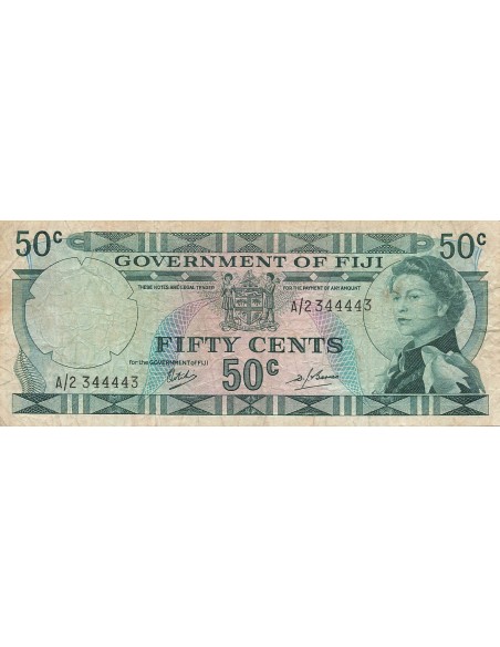 Fidji 50 Cents - Billet Radar - ND (1969) - P.58a 50 cents 1969