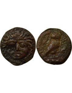 Grèce (Sicile) au Gorgonéion 1 tetras Bronze 420-405 Av JC Kamarina