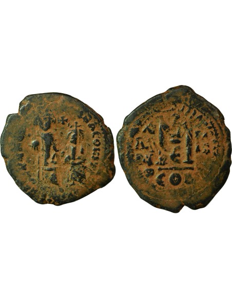 Empire Byzantin Justin II Justin II & Sophie - Follis - 565 / 568 Constantinople 1 follis Bronze 565-568 Constantinople