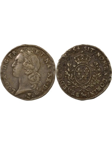 Louis XV Au Bandeau 1 écu Argent 1754 Pau