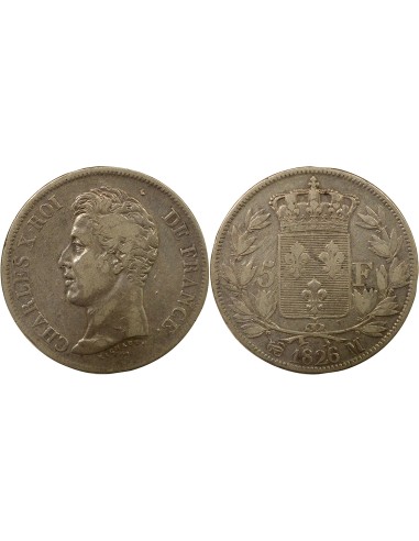 Charles X 1e Type 5 francs Argent 1826 M Toulouse