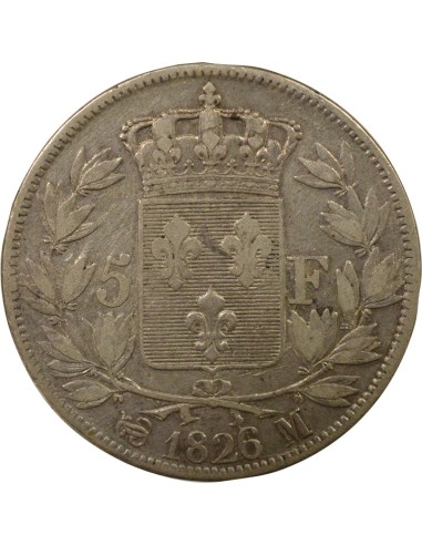 Charles X 1e Type 5 francs Argent 1826 M Toulouse