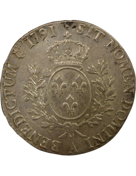 Louis XVI au Buste Habillé 1 écu Argent 1791 A - Paris