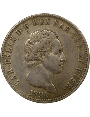 Sardaigne Charles-Félix Charles-Felix - 5 Lire Argent - 1828 L Turin 5 lire Argent 1828 T Turin