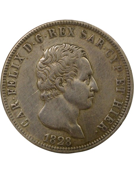 Sardaigne Charles-Félix Charles-Felix - 5 Lire Argent - 1828 L Turin 5 lire Argent 1828 T Turin