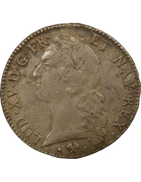 Louis XV au Bandeau 1 écu Argent 1767 L Bayonne