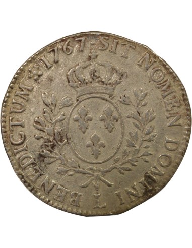 Louis XV au Bandeau 1 écu Argent 1767 L Bayonne