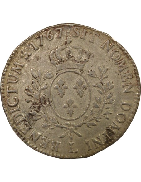 Louis XV au Bandeau 1 écu Argent 1767 L Bayonne