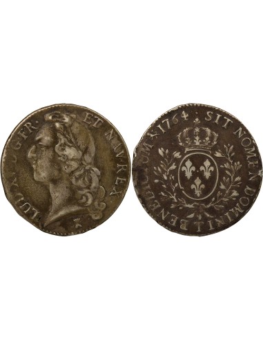 Louis XV au Bandeau 1 écu Argent 1764 T Nantes