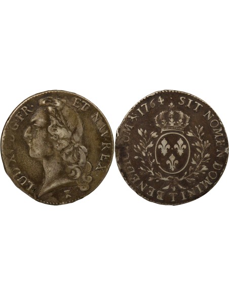 Louis XV au Bandeau 1 écu Argent 1764 T Nantes