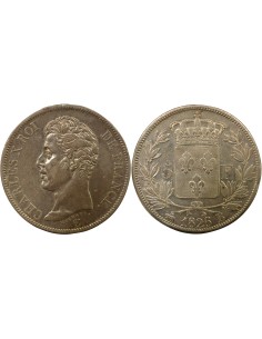 Charles X 1er Type 5 francs Argent 1826 B Rouen