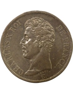 Charles X 1er Type 5 francs Argent 1826 B Rouen 2