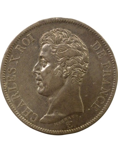 Charles X 1er Type 5 francs Argent 1826 B Rouen