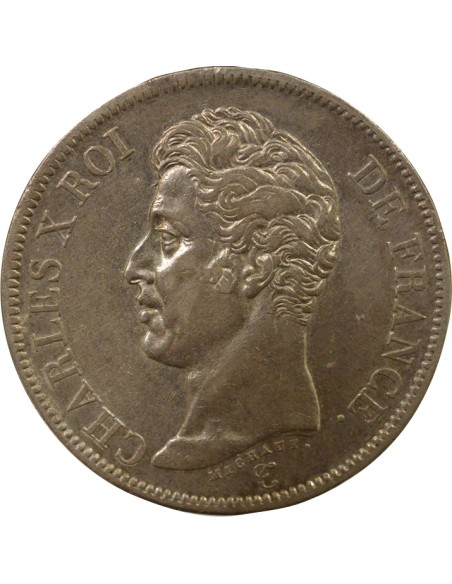 Charles X 1er Type 5 francs Argent 1826 B Rouen
