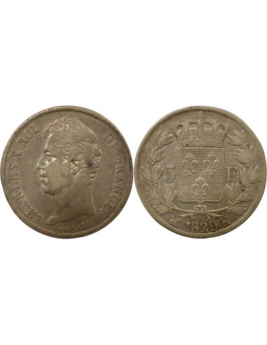 Charles X 2e Type 5 francs Argent 1829 K Bordeaux