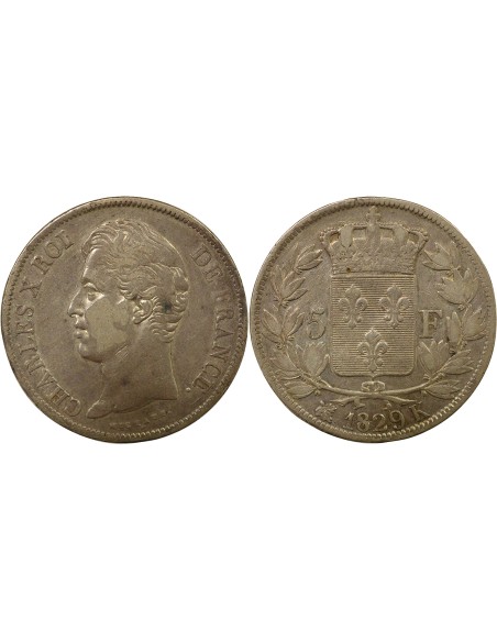 Charles X 2e Type 5 francs Argent 1829 K Bordeaux