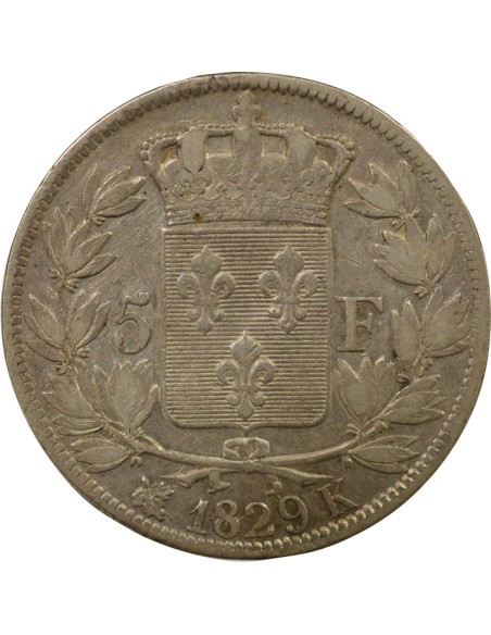 Charles X 2e Type 5 francs Argent 1829 K Bordeaux