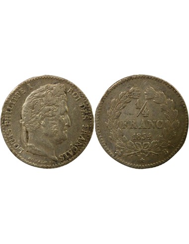 Louis-Philippe Ier Louis Philippe I - 1/4 Franc Argent - 1834 B Rouen 1/4 franc Argent 1834 B Rouen
