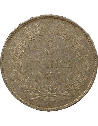 sans Légende 5 francs Argent 1871 K Bordeaux
