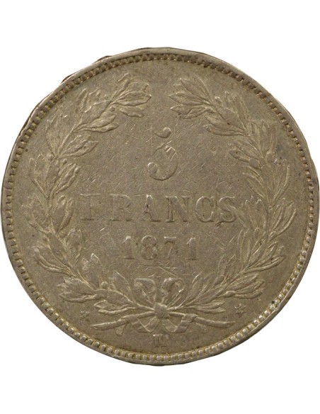 sans Légende 5 francs Argent 1871 K Bordeaux