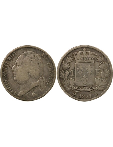 Louis XVIII Louis XVIII - Franc Argent - 1821 A Paris 1 franc Argent 1821 A - Paris