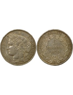 avec Légende 5 francs Argent 1870 A - Paris