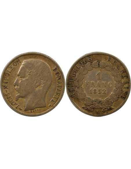 1 Franc Louis-Napoléon Bonaparte 1852 A - Argent