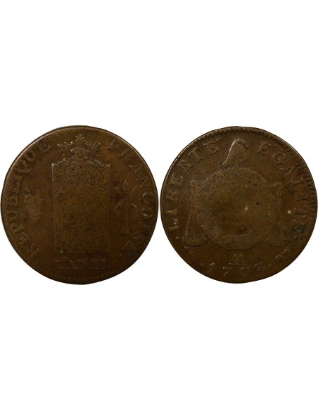 A la Balance 2 sols Cuivre 1793 AA Metz