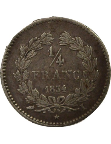 Louis-Philippe Ier Louis Philippe I - 1/4 Franc Argent - 1834 I Limoges 1/4 franc Argent 1834 I Limoges