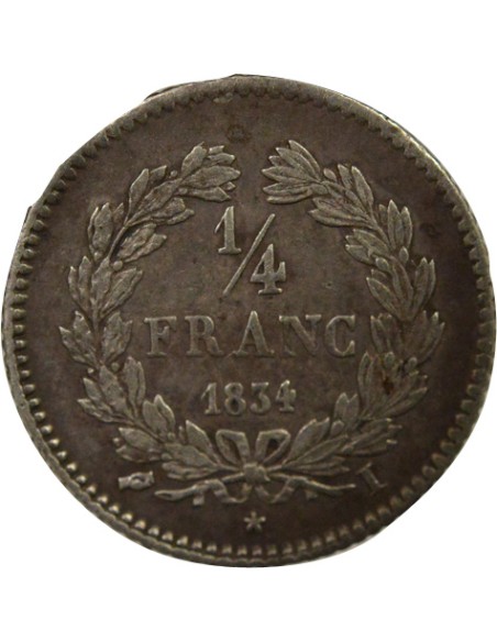 Louis-Philippe Ier Louis Philippe I - 1/4 Franc Argent - 1834 I Limoges 1/4 franc Argent 1834 I Limoges