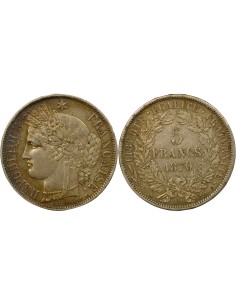 avec Légende 5 francs Argent 1870 A - Paris