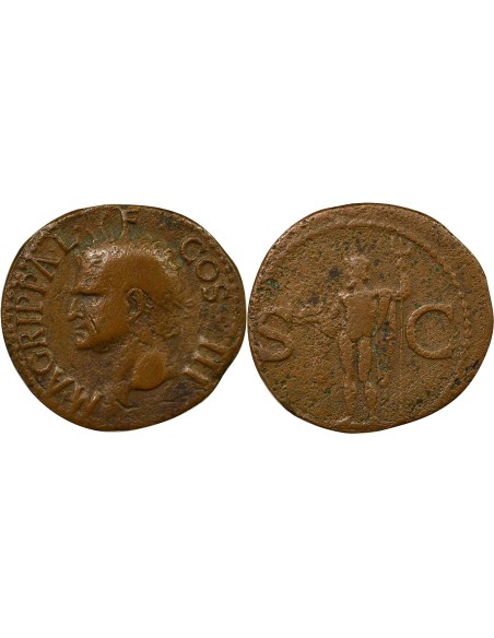 Rome Empire Agrippa Neptune 1 as Cuivre 37-41 R Rome