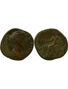 Rome Empire Crispine Salus assise 1 sesterce Laiton 180-182 R Rome