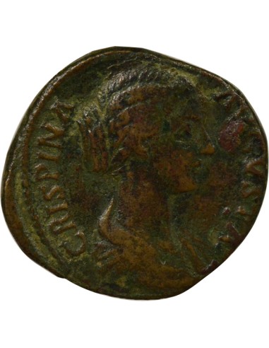 Rome Empire Crispine Salus assise 1 sesterce Laiton 180-182 R Rome