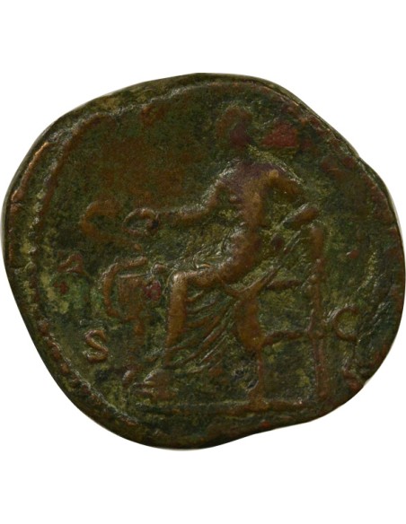 Rome Empire Crispine Salus assise 1 sesterce Laiton 180-182 R Rome