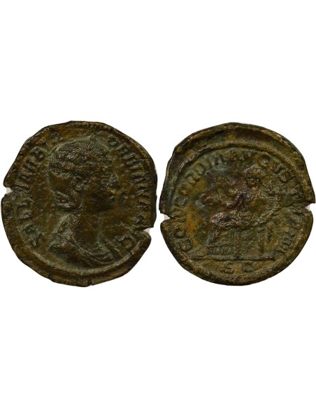 Rome Empire Orbiane Concordia assise 1 sesterce Cuivre 225 R Rome