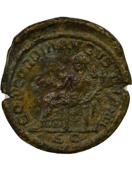 Rome Empire Orbiane Concordia assise 1 sesterce Cuivre 225 R Rome