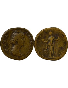 Rome Empire Faustine Mère Aeternitas debout 1 sesterce Laiton 141 R Rome