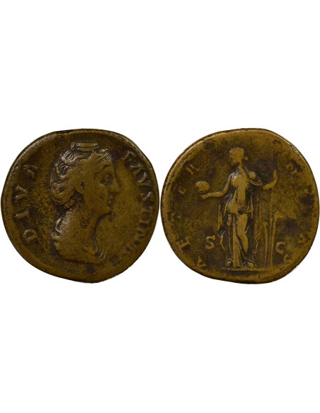 Rome Empire Faustine Mère Aeternitas debout 1 sesterce Laiton 141 R Rome