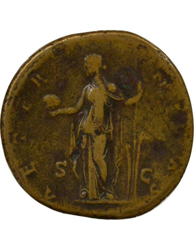 Rome Empire Faustine Mère Aeternitas debout 1 sesterce Laiton 141 R Rome
