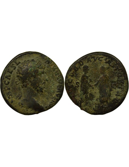 Rome Empire Lucius Verus Concorde des Augustes 1 sesterce Laiton 161 R Rome