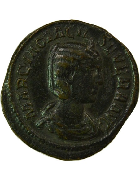 Rome Empire Otacilia Severa Concordia assise 1 sesterce Cuivre 246 R Rome