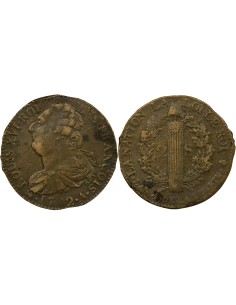 Louis XVI au Faisceau 2 sols Cuivre 1792 A - Paris