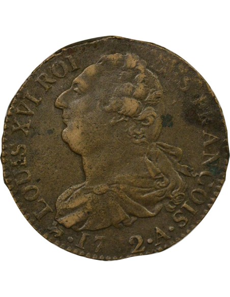 Louis XVI au Faisceau 2 sols Cuivre 1792 A - Paris