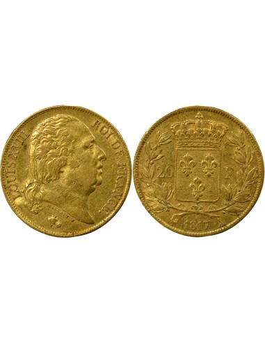 Louis XVIII Tête nue 20 francs Or 1817 A - Paris