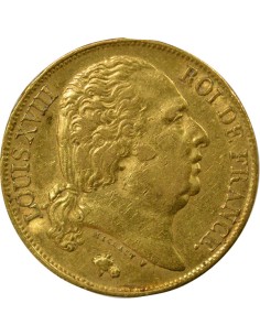 Louis XVIII Tête nue 20 francs Or 1817 A - Paris 2